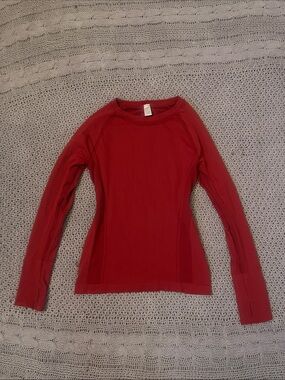Burgundy Red Long Sleeve Workout Top